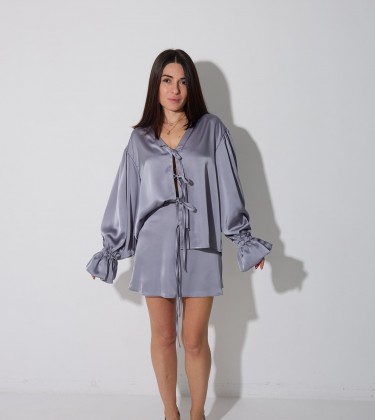 Блуза Tie Whisper Сіра